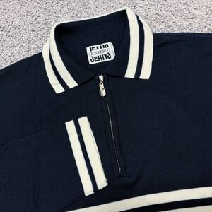 VTG Iceberg Jeans Sweater LS Polo Wool Blend 1/4 Zip Italy Large (FITS SMALL)